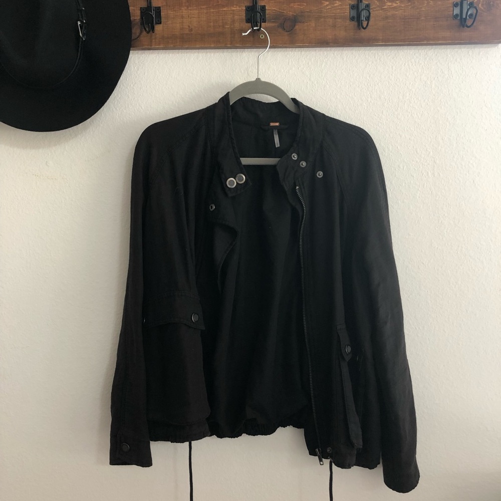 Free people Linen Bomber Jacket